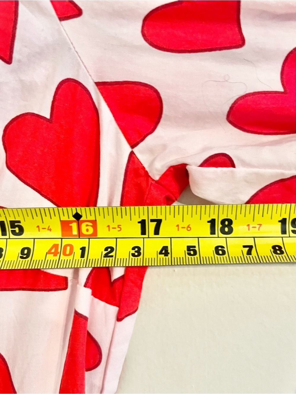 Boden Clara Red Heart-Print Button-Front Maxi Dress Tie Waist Sz US 4R UK 8R- EU - Picture 12 of 14